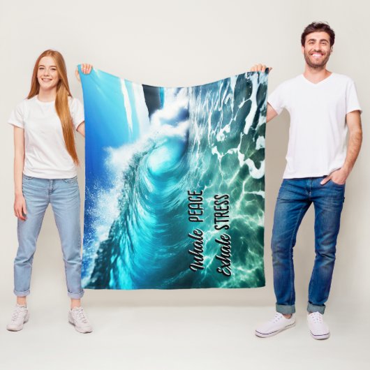 Kalm Inspirerende Blauwe Oceaangolf Fleece Deken (In situ)