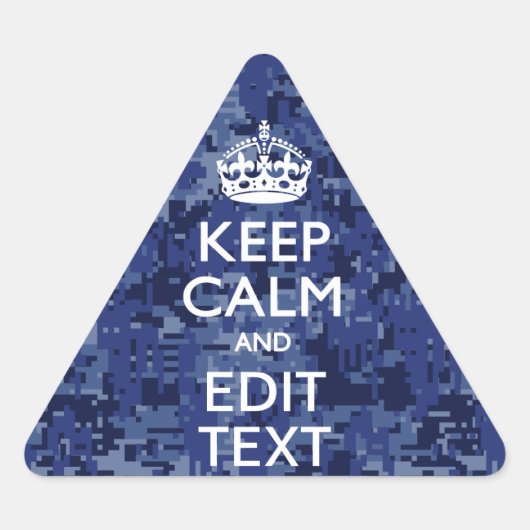 Kalm Jouw tekst houden op Blue Digital Camouflage Sticker (Voorkant)