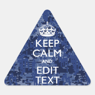 Kalm Jouw tekst houden op Blue Digital Camouflage Sticker