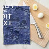 Kalm Jouw tekst houden op Blue Digital Camouflage Theedoek (Quarter Fold)