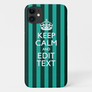 Kalm Jouw tekst houden op turquoise Stripes Accent iPhone 11 Hoesje