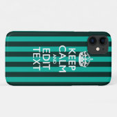 Kalm Jouw tekst houden op turquoise Stripes Accent Case-Mate iPhone Case (Achterkant (horizontaal))