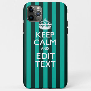 Kalm Jouw tekst houden op turquoise Stripes Accent iPhone 11 Pro Max Hoesje