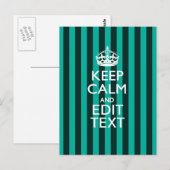 Kalm Jouw tekst houden op Turquoise Stripes Decor Briefkaart (Voorkant / Achterkant)