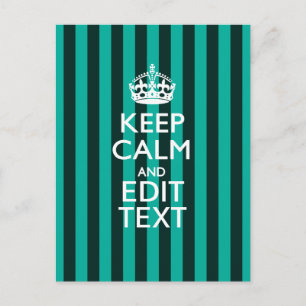 Kalm Jouw tekst houden op Turquoise Stripes Decor Briefkaart