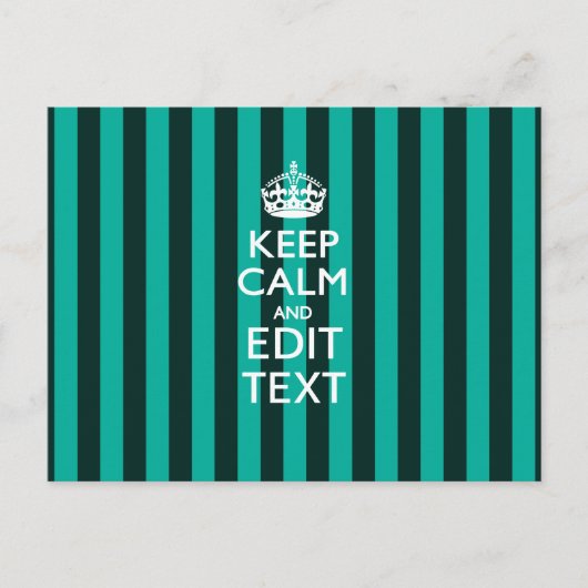 Kalm Jouw tekst houden op Turquoise Stripes Decor Briefkaart (Voorkant)