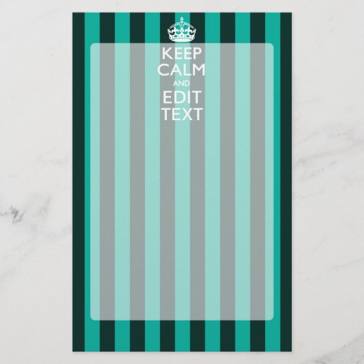 Kalm Jouw tekst houden op Turquoise Stripes Decor Briefpapier (Voorkant)