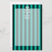Kalm Jouw tekst houden op Turquoise Stripes Decor Briefpapier (Voorkant / Achterkant)