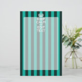 Kalm Jouw tekst houden op Turquoise Stripes Decor Briefpapier (Staand voorkant)