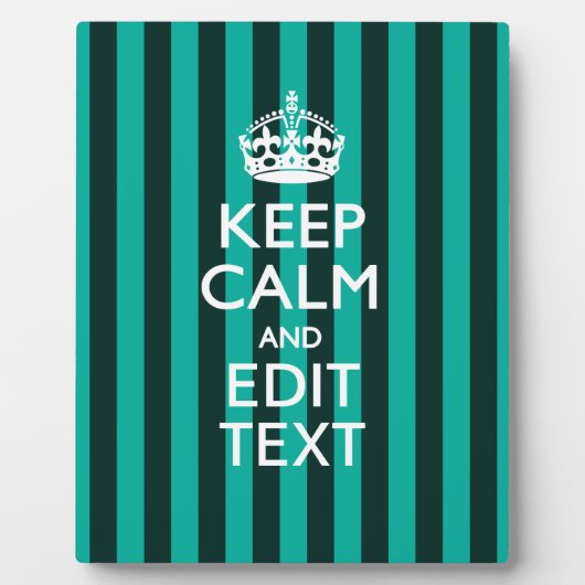 Kalm Jouw tekst houden op Turquoise Stripes Decor Fotoplaat (Voorkant)