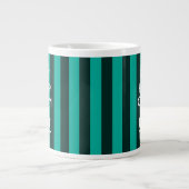 Kalm Jouw tekst houden op Turquoise Stripes Decor Grote Koffiekop (Voorkant)