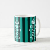 Kalm Jouw tekst houden op Turquoise Stripes Decor Koffiemok (Voorkant rechts)