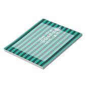 Kalm Jouw tekst houden op Turquoise Stripes Decor Notitieblok (Linkerzijde)