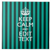 Kalm Jouw tekst turquoise Stripes Tegeltje (Voorkant)
