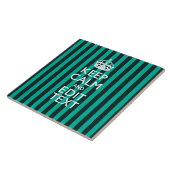 Kalm Jouw tekst turquoise Stripes Tegeltje (Zijkant)