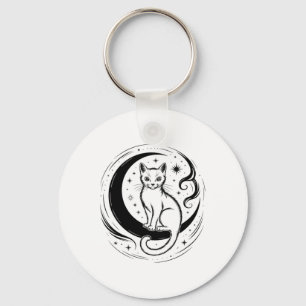 Kalm kat lotusbloem yoga meditatie enthousiast T Sleutelhanger