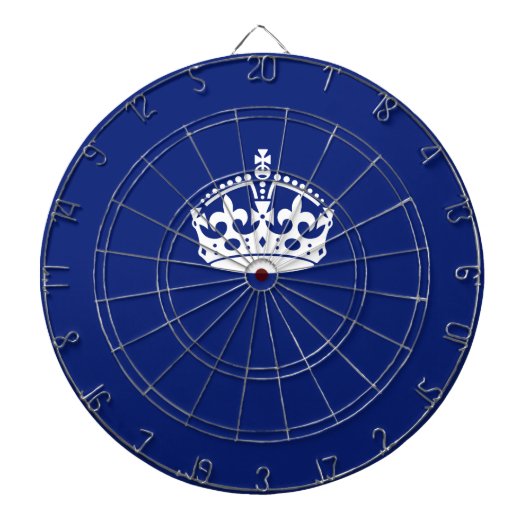 Kalm kroonkroon houden op blauw marinekleur dartbord (Voorkant)