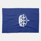 Kalm kroonkroon houden op blauw marinekleur theedoek (Horizontaal)