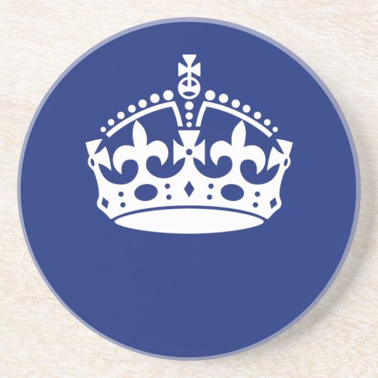 Kalm kroonkroon houden op blauw marinekleur zandsteen onderzetter (Voorkant)