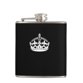 Kalm kroonplaat houden op Solid Black Heupfles (Voorkant)