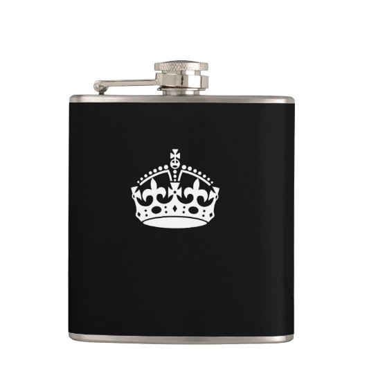 Kalm kroonplaat houden op Solid Black Heupfles (Voorkant)