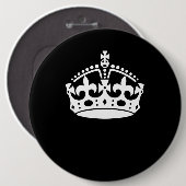 Kalm kroonplaat houden op Solid Black Ronde Button 6,0 Cm (Voorkant /achterkant)