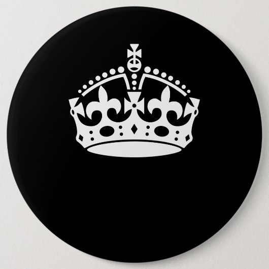 Kalm kroonplaat houden op Solid Black Ronde Button 6,0 Cm (Voorkant)