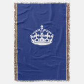 Kalm kuit houden op marineblauw decor deken (Voorkant Verticaal)