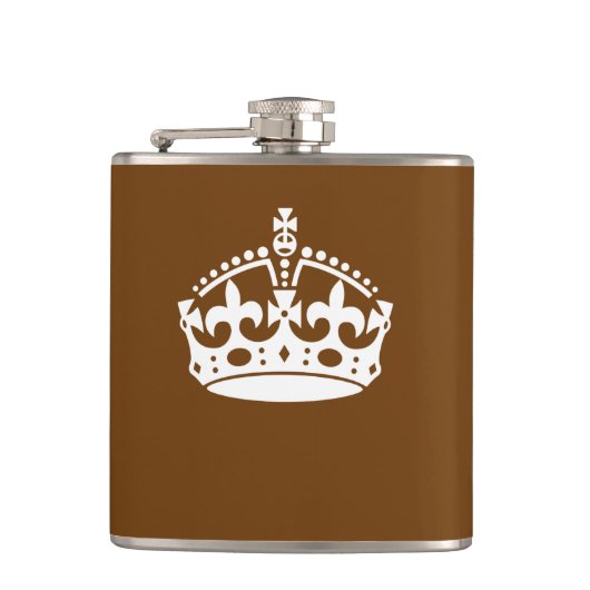 Kalm kuit op bruin houden heupfles (Voorkant)