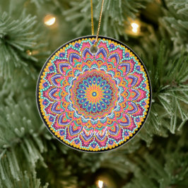 Kalm Mooie Kleurrijke Bloemen Mandala Keramisch Ornament