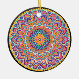Kalm Mooie Kleurrijke Bloemen Mandala Keramisch Ornament