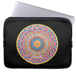 Kalm Mooie Kleurrijke Bloemen Mandala Laptop Sleeve