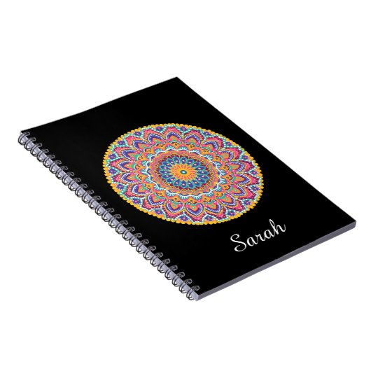 Kalm Mooie Kleurrijke Bloemen Mandala Notitieboek (Rechterzijde)