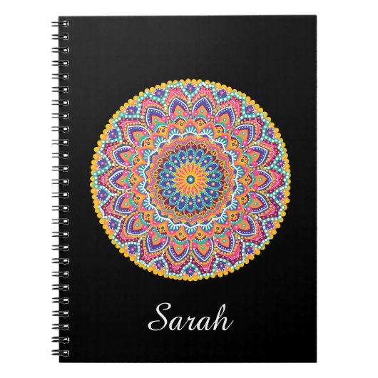 Kalm Mooie Kleurrijke Bloemen Mandala Notitieboek (Voorkant)