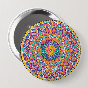 Kalm Mooie Kleurrijke Bloemen Mandala Ronde Button 4,0 Cm