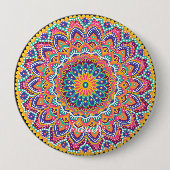 Kalm Mooie Kleurrijke Bloemen Mandala Ronde Button 4,0 Cm (Voorkant)