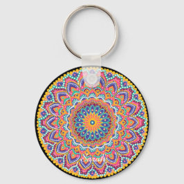 Kalm Mooie Kleurrijke Bloemen Mandala Sleutelhanger