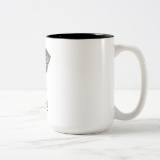 Kalm-mozaïekartiest houden tweekleurige koffiemok