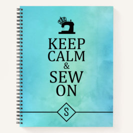 Kalm naaien op ambachtelijke blauwe Waterverf Notitieboek