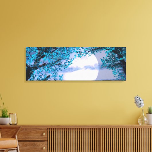 Kalm nacht onder de blauwe boom - Digitale Kunst Canvas Afdruk (Insitu (Woonkamer))