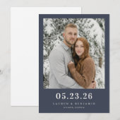 Kalm Navy Minimalistische Foto Save The Date (Voorkant / Achterkant)