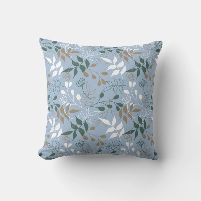 Kalm olievlekken in blauw, groen, beige, wit kussen (Voorkant)