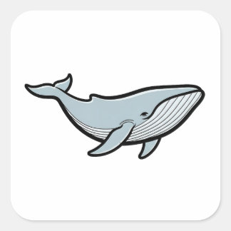 Kalm Premium Walvis – Minimaal Oceaan Illustratie Vierkante Sticker