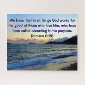 Kalm Romans 8:28 Bijbelvers Christelijk Legpuzzel (Horizontaal)