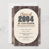Kalm rustiek hout 20 jaar High School Class Reunio Kaart (Voorkant)