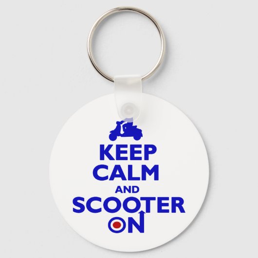 Kalm scooter op (blauw) Sleutelhanger houden (Voorkant)