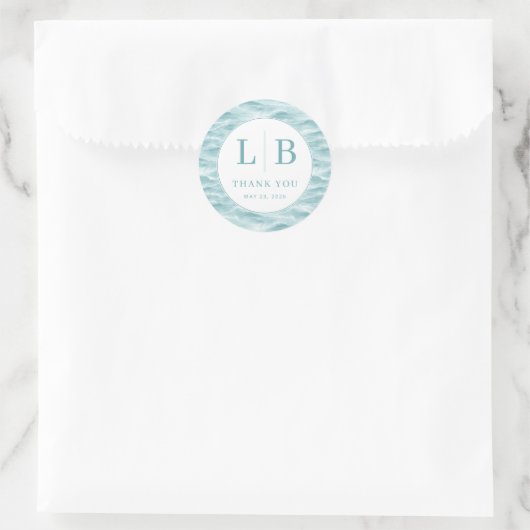 Kalm Turkoois Watergolven Ronde Sticker (Tas)