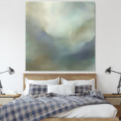 Kalm Turquoise Blauwe Abstracte Golven Ethische La Canvas Afdruk (Insitu (Slaapkamer))
