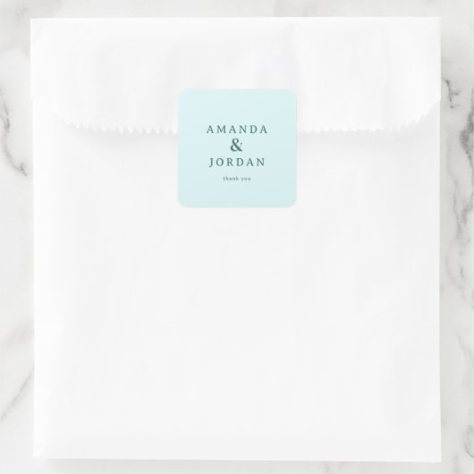 Kalm Turquoise Minimalistische Dankbaarheid Vierkante Sticker (Tas)
