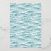 Kalm turquoise water golven folie uitnodiging (Achterkant)